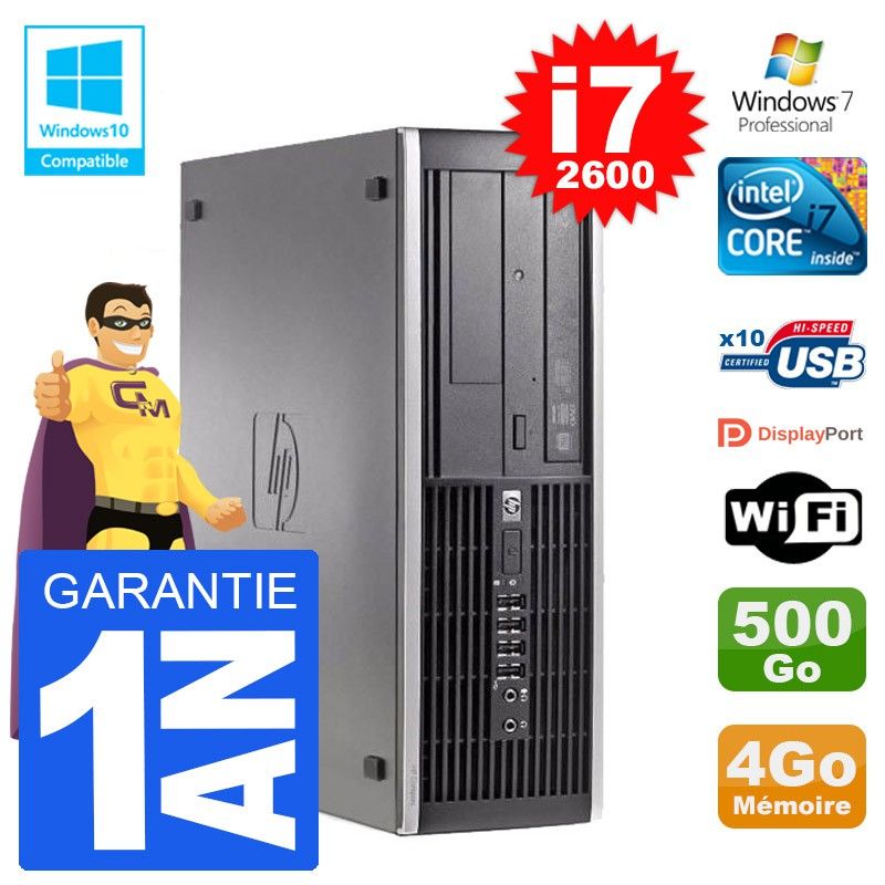 HP Elite 6200 SFF Computer - Intel i7, 4GB RAM, 500GB HDD, DVD Drive, WiFi, Windows 7 Pro