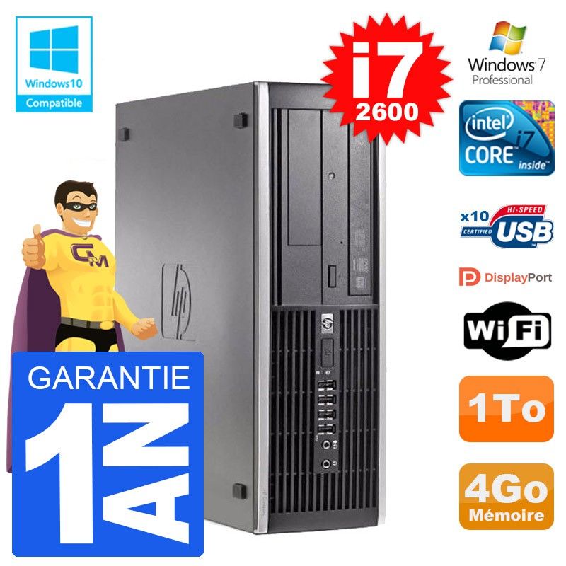 HP Elite 6200 SFF Desktop Computer - Intel i7, 4GB RAM, 1TB HDD, DVD Drive, WiFi, Windows 7 Pro