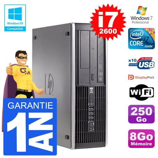 Ordinateur de bureau HP Elite 6200 SFF - Processeur Intel i7, 8 Go de RAM, 250 Go SSD, Lecteur DVD, Wifi
