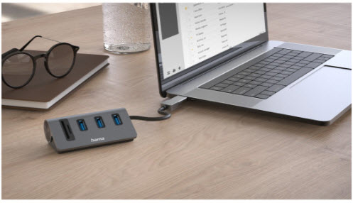 Estación de carga Hama USB 3.2 Gen 1 (3.1 Gen 1) Tipo A, Carbón Negro