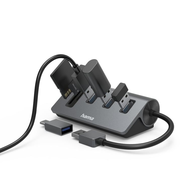 Estación de carga Hama USB 3.2 Gen 1 (3.1 Gen 1) Tipo A, Carbón Negro