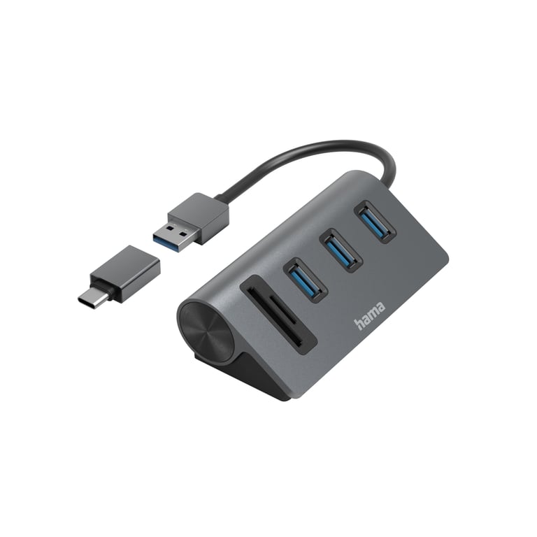 Estación de carga Hama USB 3.2 Gen 1 (3.1 Gen 1) Tipo A, Carbón Negro