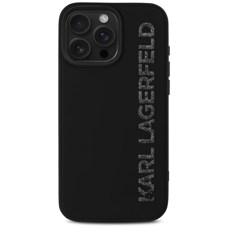 Estuche Karl Lagerfeld HC 3D de goma brillante extendido para iPhone 16 Pro negro - Nuevo
