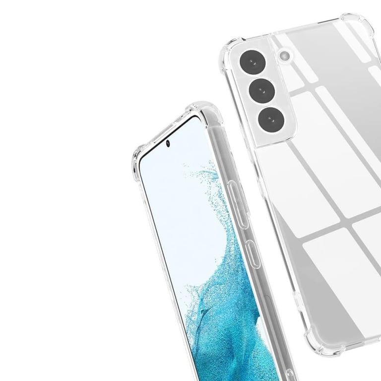Caja resistente al impacto Evetane para Samsung Galaxy S22 5G con bordes reforzados - Fundas de silicona transparente