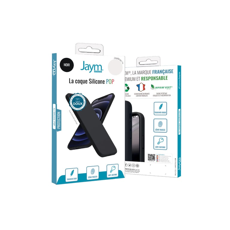 Estuche de silicona Jaym para Apple iPhone 16 - Negro, suave y reforzado