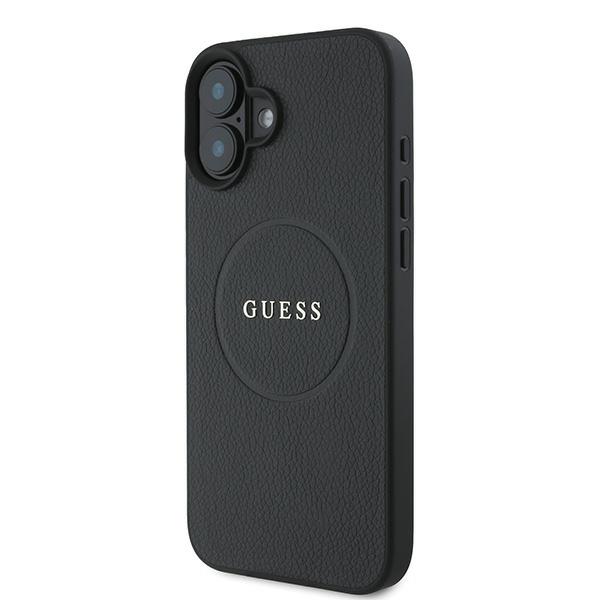 Estuche Guess rígido para iPhone 16 Plus 6,7 Negro Graneado Anillo MagSafe - Nuevo