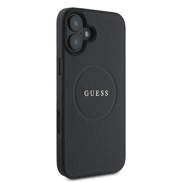 Estuche Guess rígido para iPhone 16 Plus 6,7 Negro Graneado Anillo MagSafe - Nuevo