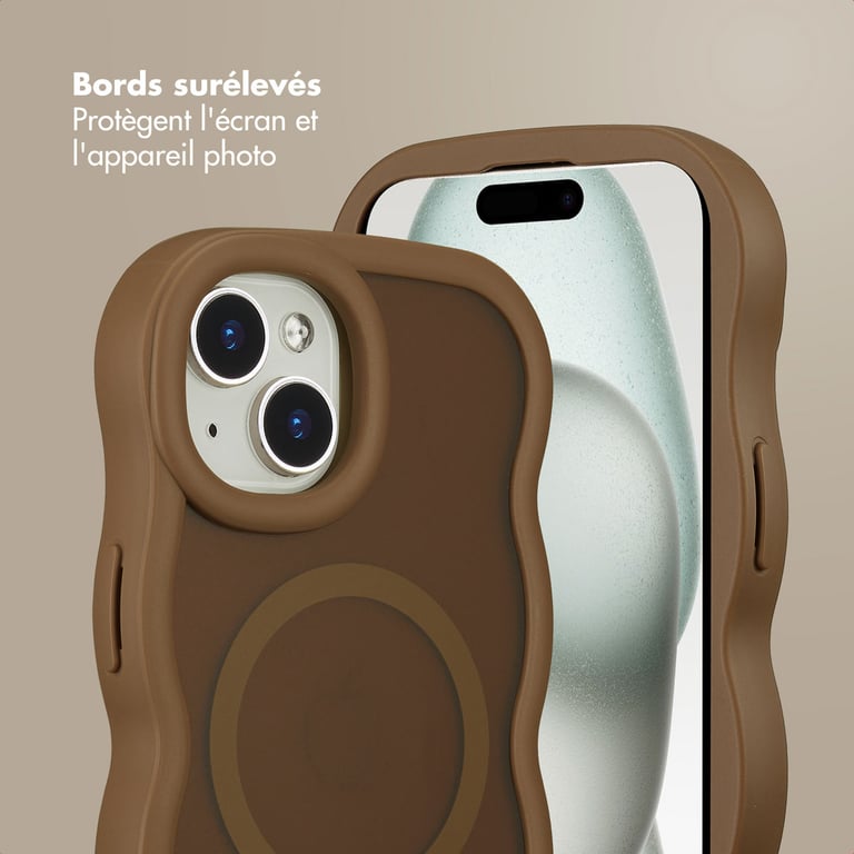 Caja posterior Selencia Wavy con MagSafe para Apple iPhone 15 - Marrón Moca - Nueva