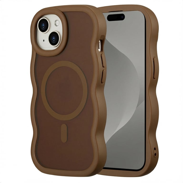 Caja posterior Selencia Wavy con MagSafe para Apple iPhone 15 - Marrón Moca - Nueva