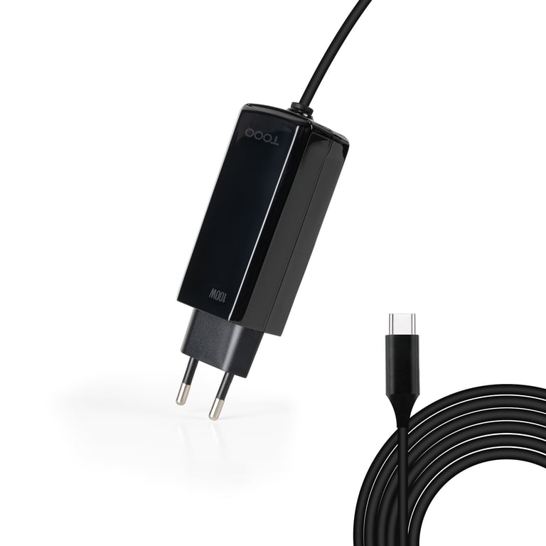 Cargador universal para portátil TooQ, USB-C, 100 W, Negro