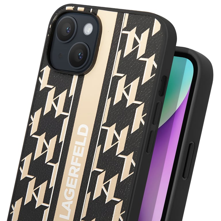 Fundas para Apple iPhone 14 Plus de Karl Lagerfeld con rayas Monograma - Negro