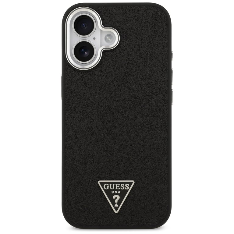 Estuche Guess MagSafe para iPhone 17 - Negro con logotipo de triángulo brillante