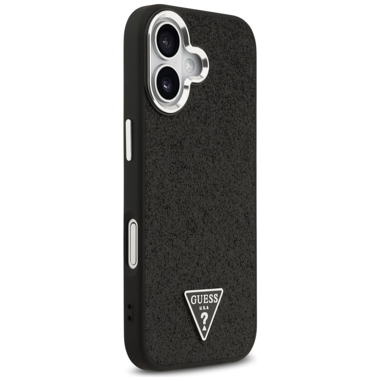 Estuche Guess MagSafe para iPhone 17 - Negro con logotipo de triángulo brillante