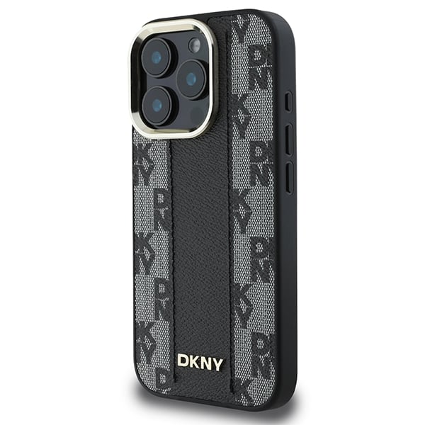 Estuche rígido DKNY para iPhone 16 Pro 6.3 Negro con patrón de cuadros Magsafe - Nuevo