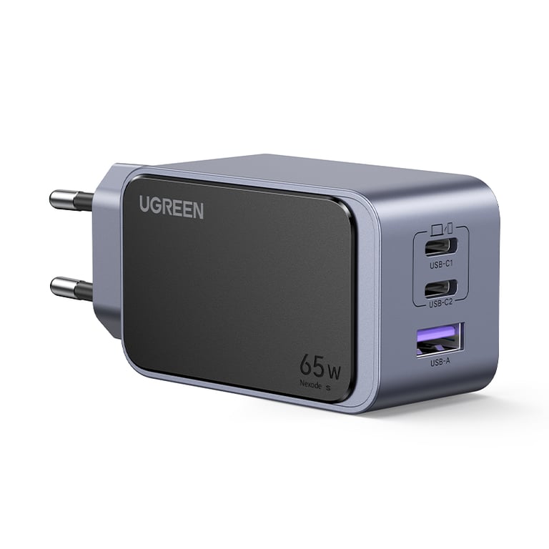 Cargador Ugreen Nexode Air 65W, USB + 2 puertos USB-C, gris