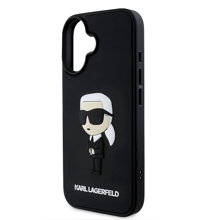 Fundas de silicona Karl Lagerfeld para iPhone 16 - Rubber Ikonik 3D antiadherente Negro