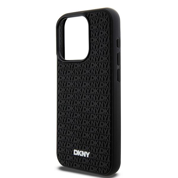 Fundas de teléfono rígido DKNY para iPhone 15 Pro Max 6.7 pulgadas - Negro patrón de goma repetido 3D