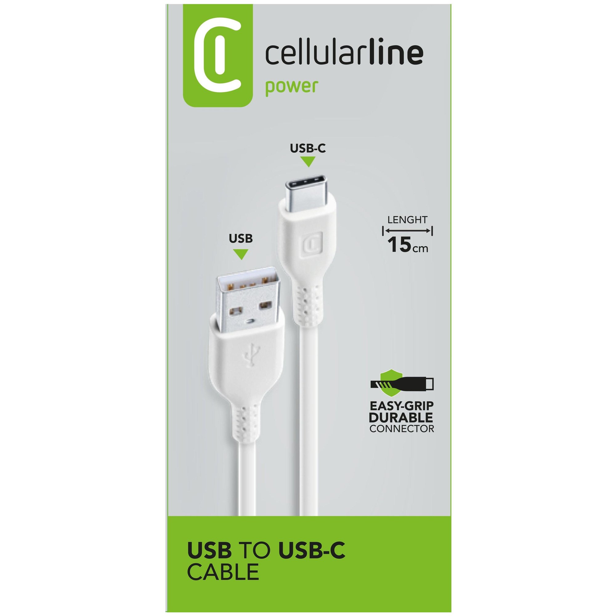 Câble de charge et transfert de données Cellularline 15 cm - Câble USB-C