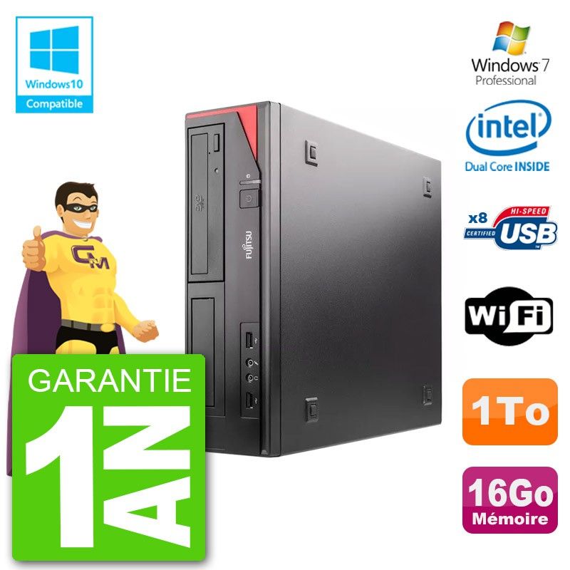 Fujitsu Esprimo E520 DT - Intel Core i3-3220, 16GB RAM, 1TB HDD, DVD Drive, WiFi, Windows 7 Pro