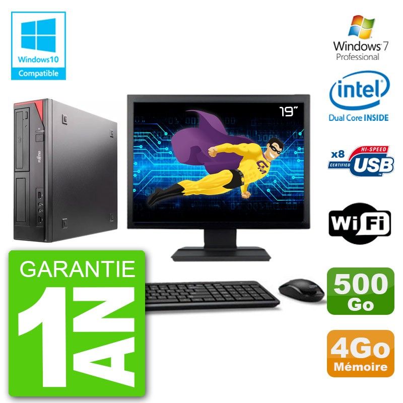 Fujitsu Esprimo E520 19-inch Desktop PC - Intel G3220, 4GB RAM, 500GB HDD, DVD Burner, WiFi, Windows 7 Pro