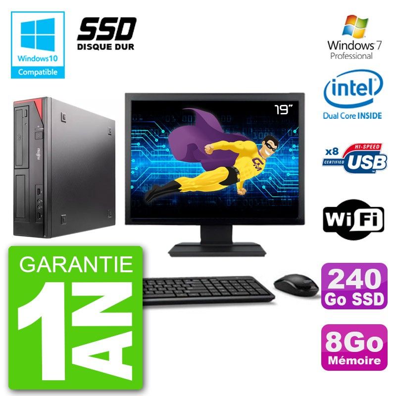 Ordinateur de bureau Fujitsu Esprimo E520, écran 19 pouces