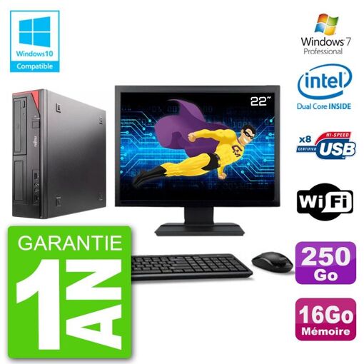 Fujitsu Esprimo E520 22-Inch Desktop PC - Intel Core i3, 16GB RAM, 250GB HDD, DVD Burner, WiFi, Windows 7 Pro