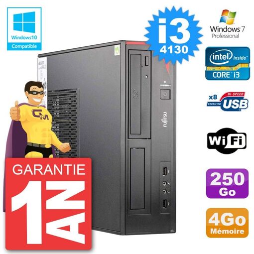 PC de escritorio Fujitsu Esprimo E520 DT i3-4130 4GB RAM 250GB HDD Grabador de DVD WiFi Windows 7
