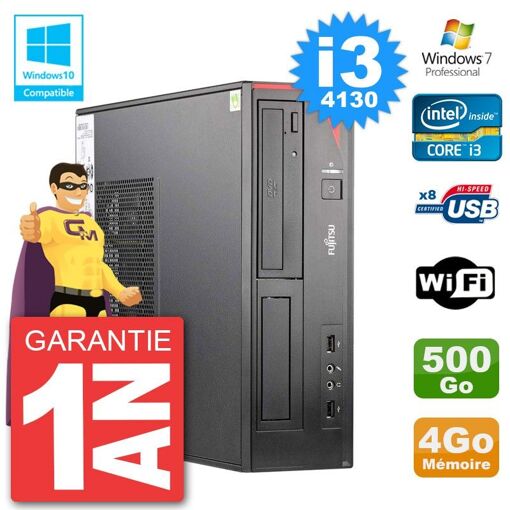 Fujitsu Esprimo E520 DT Desktop Computer - Intel Core i3-4130, 4GB RAM, 500GB HDD, DVD Drive, WiFi, Windows 7 Pro