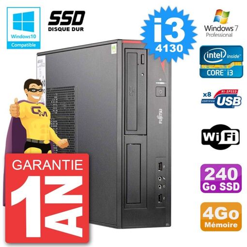 Fujitsu Esprimo E520 DT Desktop PC - i3-4130, 4GB RAM, 240GB SSD, DVD Burner, WiFi, Windows 7 Pro