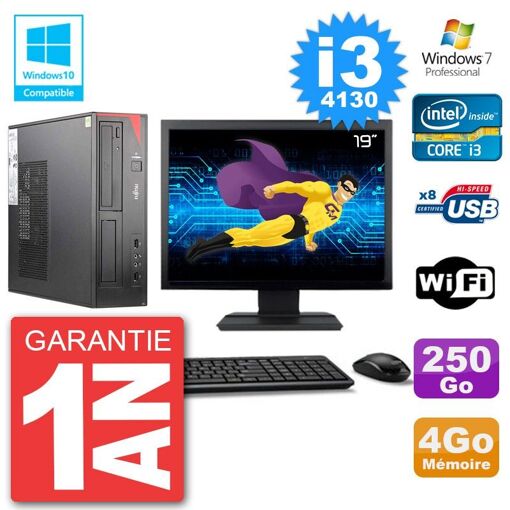 Fujitsu Esprimo E520 19-inch Desktop PC - i3-4130, 4GB RAM, 250GB HDD, DVD Drive, WiFi, Windows 7 Pro