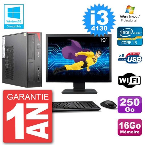 Fujitsu Esprimo E520 19-inch Screen i3-4130 16GB RAM 250GB HDD DVD Burner WiFi Windows 7 Desktop PC