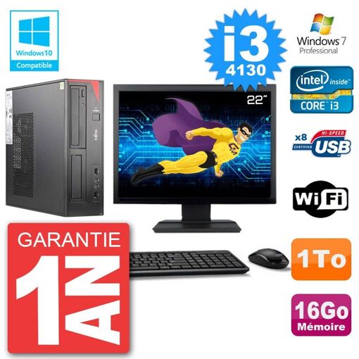 Fujitsu Esprimo E520 22-Inch Desktop PC - Intel Core i3-4130, 16GB RAM, 1TB HDD, DVD Burner, Wi-Fi, Windows 7 Pro