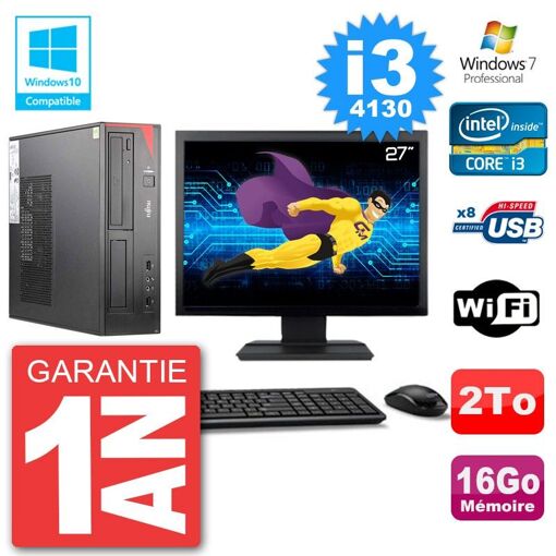 Fujitsu Esprimo E520 27-Inch Desktop PC - i3-4130, 16GB RAM, 2TB HDD, DVD Drive, WiFi, Windows 7 Pro