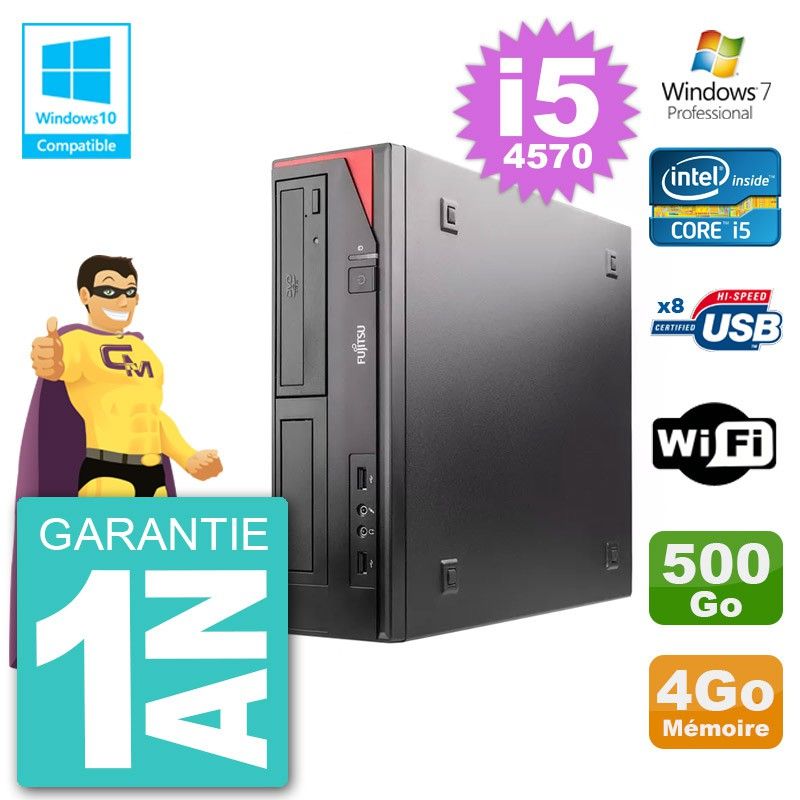 Fujitsu Esprimo E520 DT Desktop PC - i5-4570, 4GB RAM, 500GB HDD, DVD Drive, Wifi, Windows 7 Pro