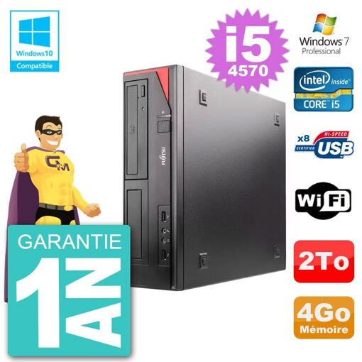 Fujitsu Esprimo E520 DT i5-4570 4GB RAM 2TB Hard Drive DVD Burner WiFi Windows 7 Desktop Computer