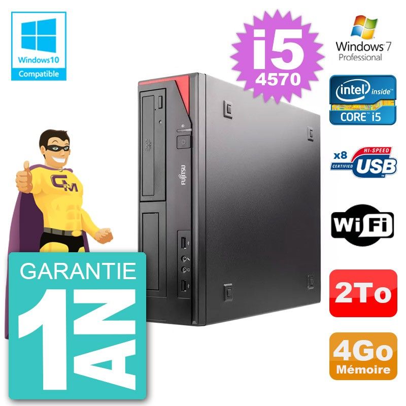 Fujitsu Esprimo E520 DT i5-4570 4GB RAM 2TB Hard Drive DVD Burner WiFi Windows 7 Desktop Computer