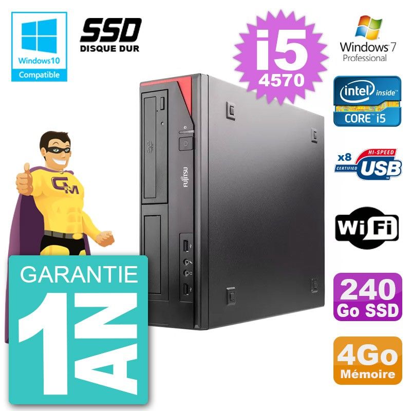 Fujitsu Esprimo E520 DT Desktop PC - i5-4570, 4GB RAM, 240GB SSD, DVD Drive, WiFi, Windows 7 Pro