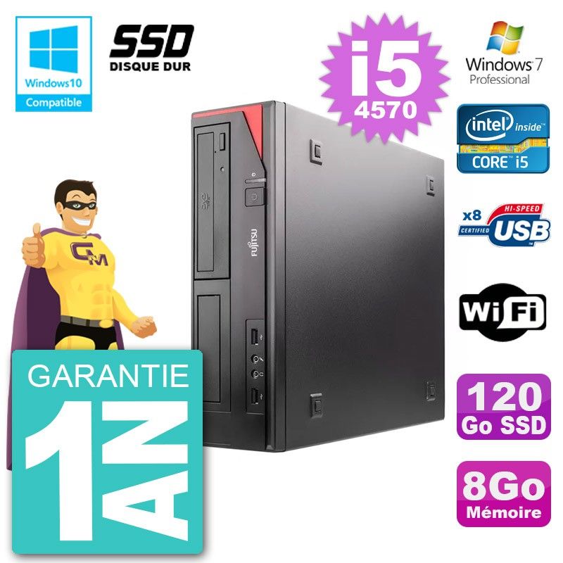 Fujitsu Esprimo E520 DT i5-4570 8GB RAM 120GB SSD DVD Writer WiFi Windows 7 Desktop