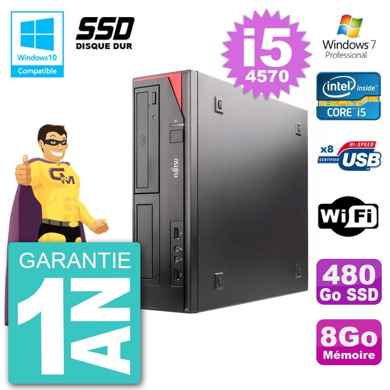 Fujitsu Esprimo E520 DT i5-4570 8GB RAM 480GB SSD DVD Wifi Windows 7 PC