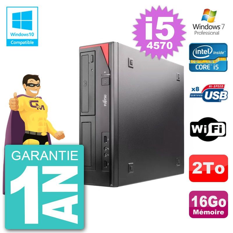 Ordinateur de bureau Fujitsu Esprimo E520 DT i5-4570 16 Go RAM 2 To HDD Graveur DVD Wi-Fi Windows 7