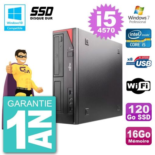 Fujitsu Esprimo E520 DT Desktop PC - i5-4570, 16GB RAM, 120GB SSD, DVD Burner, WiFi, Windows 7 Pro