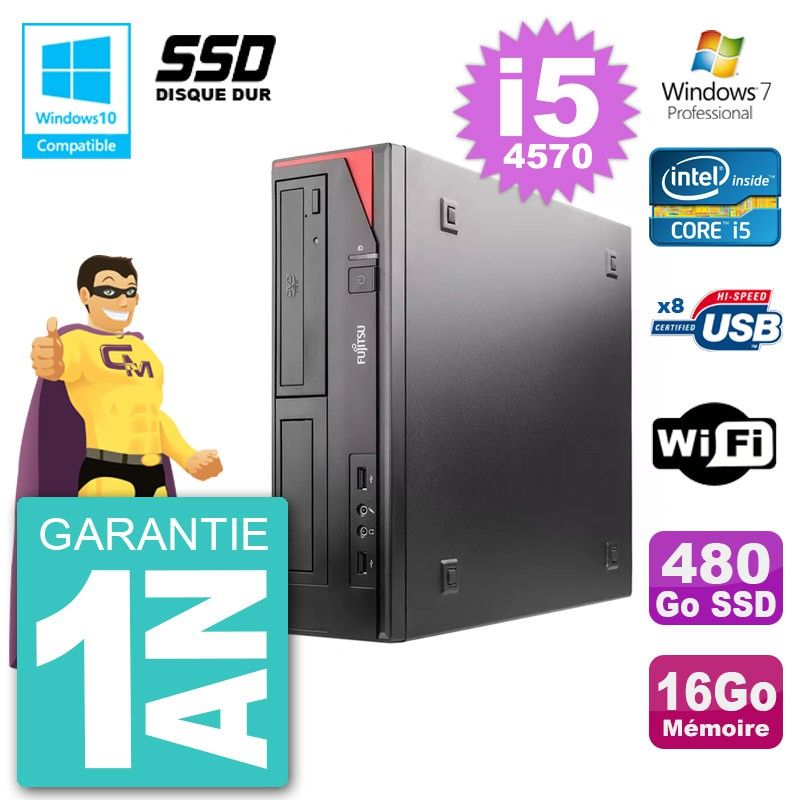 Fujitsu Esprimo E520 DT i5-4570 16GB RAM 480GB SSD DVD Writer Wifi Windows 7 Desktop