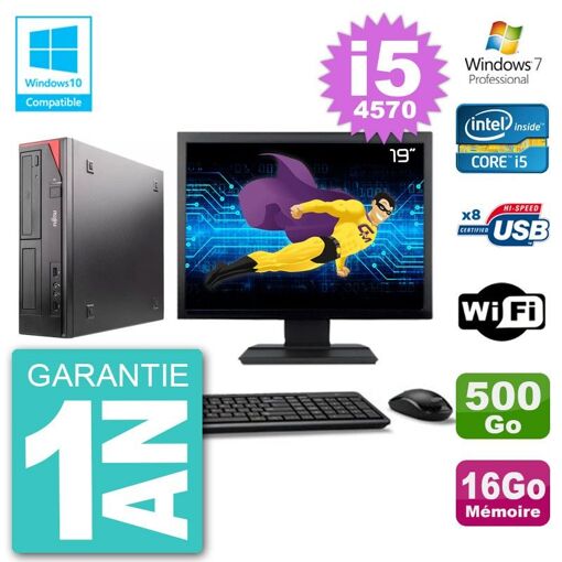 Fujitsu Esprimo E520 19-Inch Desktop PC - i5-4570, 16GB RAM, 500GB HDD, DVD Burner, WiFi, Windows 7 Pro
