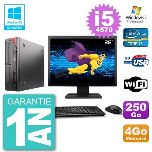 Fujitsu Esprimo E520 22-Inch Desktop PC - i5-4570, 4GB RAM, 250GB HDD, DVD Drive, WiFi, Windows 7 Pro