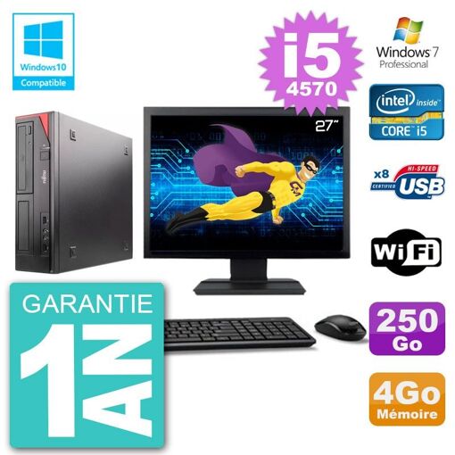 Fujitsu Esprimo E520 27-inch Desktop PC i5-4570 4GB RAM 250GB HDD DVD Burner WiFi Windows 7 Pro