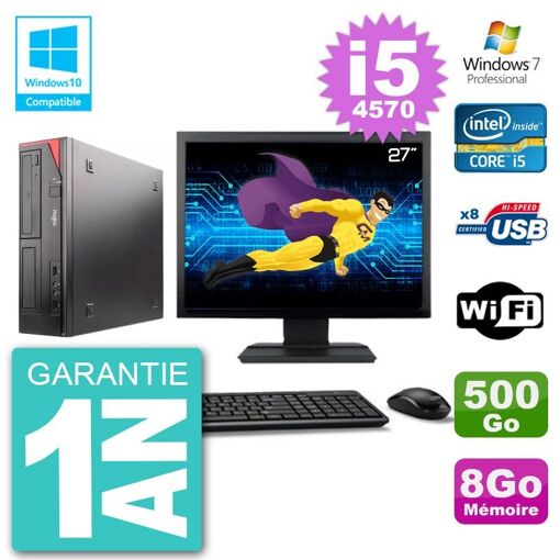 Fujitsu Esprimo E520 Desktop PC - 27" Screen, i5-4570, 8GB RAM, 500GB HDD, DVD Drive, WiFi