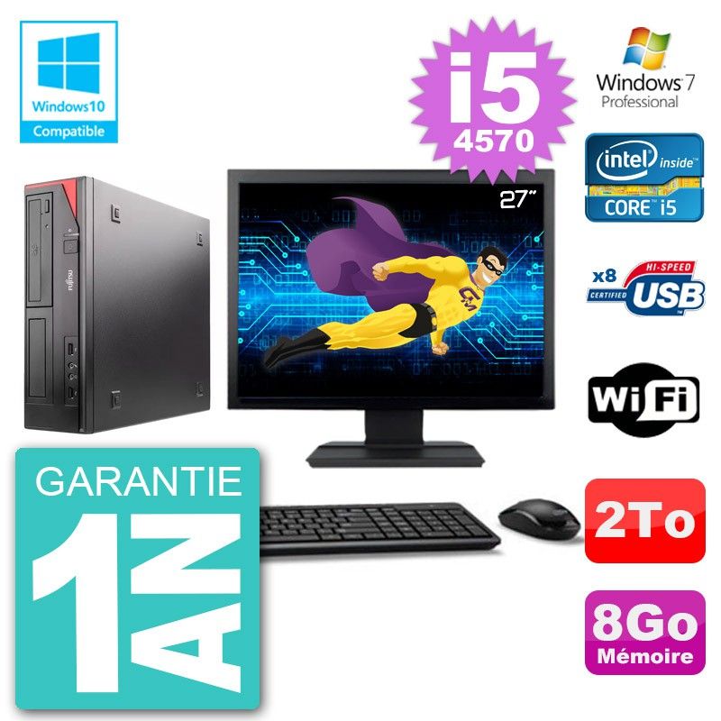Fujitsu Esprimo E520 27-inch Desktop PC - i5-4570, 8GB RAM, 2TB HDD, DVD Burner, WiFi, Windows 7 Pro