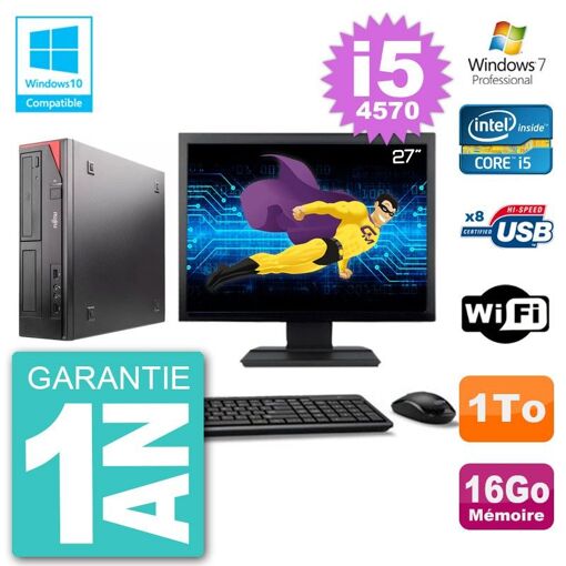 Fujitsu Esprimo E520 Desktop PC - 27 inch Screen, i5-4570, 16GB RAM, 1TB HDD, DVD Burner, Wifi