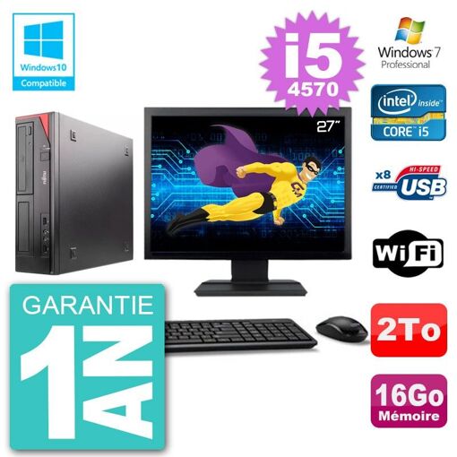 Fujitsu Esprimo E520 27-Inch Desktop PC i5-4570, 16GB RAM, 2TB HDD, DVD Burner, WiFi, Windows 7 Pro