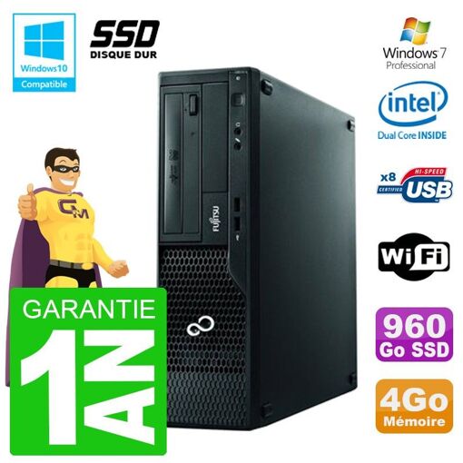 Fujitsu Esprimo E500 E85+ Desktop PC - Intel Core i3-2100, 4GB RAM, 960GB SSD, DVD Drive, WiFi, Windows 7 Pro